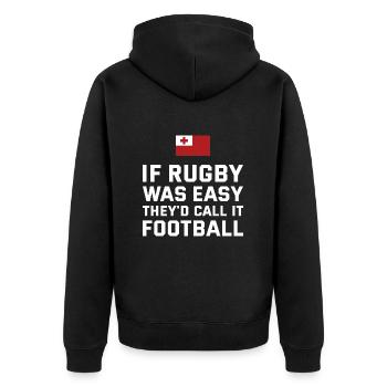 Rugby Was Easy They'd Call It Football Tonga Rugby - Unisex Premium Organic Zip Hoodie - black - Back - Nico (187cm)