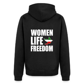 Women life freedom - Unisex Premium Bio Zip Hoodie - Schwarz - Hinten - Nico (187cm)