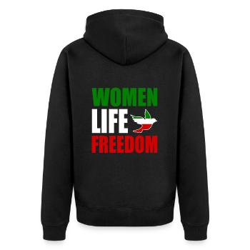 Women life freedom - Unisex Premium Organic Zip Hoodie - black - Back - Nico (187cm)