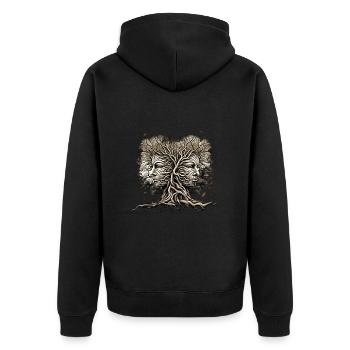 Visages d’arbres avec des feuilles soufflant fraîchement amoureux de la nature - Veste à capuche bio Premium Unisexe - noir - Dos - Nico (187cm)