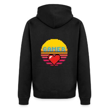 Gambler Retro Sunset - Veste à capuche bio Premium Unisexe - noir - Dos - Nico (187cm)