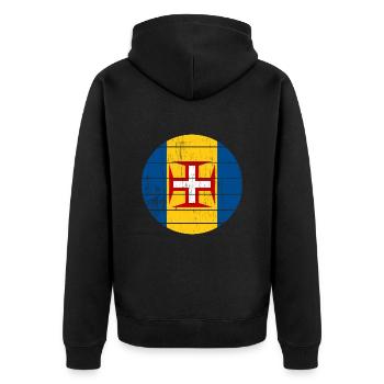 Drapeau rétro de Madère - Veste à capuche bio Premium Unisexe - noir - Dos - Nico (187cm)