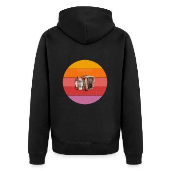 coucher de soleil accordéon rétro vintage coucher de soleil - Veste à capuche bio Premium Unisexe - noir - Dos - Nico (187cm)