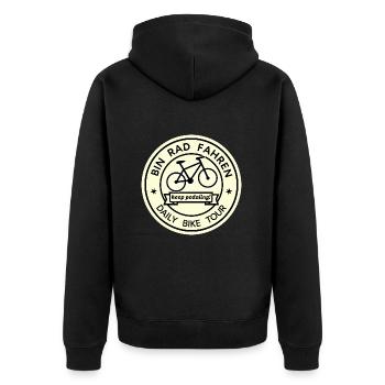 Vélo poubelle, balade quotidienne à vélo, continuez à pédaler ! - Veste à capuche bio Premium Unisexe - noir - Dos - Nico (187cm)