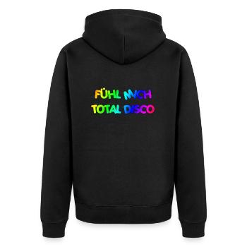 FÜHL MICH DISCO - Unisex Premium Bio Zip Hoodie - Schwarz - Hinten - Nico (187cm)