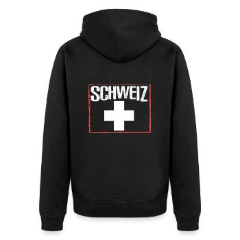 Schweiz T-shirt Geschenkidee - Unisex Premium Bio Zip Hoodie - Schwarz - Hinten - Nico (187cm)