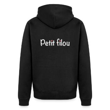 Petit filou - Surnom rigolo - Veste à capuche bio Premium Unisexe - noir - Dos - Nico (187cm)