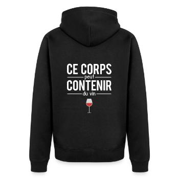 Ce Corps Peut Contenir Du Vin Vigneron Humour - Veste à capuche bio Premium Unisexe - noir - Dos - Nico (187cm)