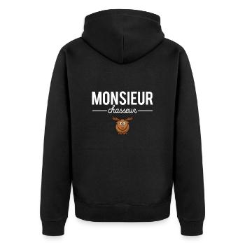 Monsieur chasseur cadeau meilleur chasseur humour - Veste à capuche bio Premium Unisexe - noir - Dos - Nico (187cm)