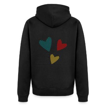 VATERTAG. ALLES GUTE ZUM GEBURTSTAG, PAPA. PAPA. ALLES GUTE ZUM GEBURTSTAG - Unisex Premium Bio Zip Hoodie - Schwarz - Hinten - Nico (187cm)