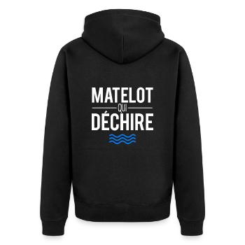 Matelot qui déchire capitaine bateau humour - Veste à capuche bio Premium Unisexe - noir - Dos - Nico (187cm)
