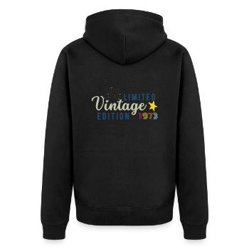 Vintage 1973 Gift Humor Anniversary 50 Years - Unisex Premium Organic Zip Hoodie - black - Back - Nico (187cm)