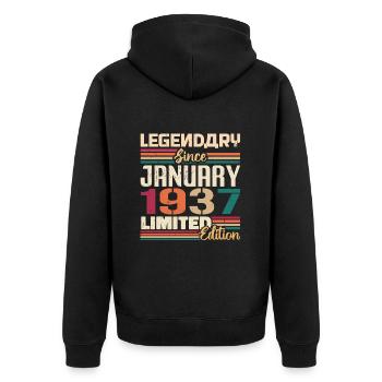 Birthday Gift Born In January 1937 - 1937 - Unisex Premium Organic Zip Hoodie - black - Back - Nico (187cm)