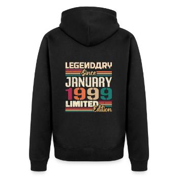 Birthday Gift Born in January 1999 - 1999 - Unisex Premium Organic Zip Hoodie - black - Back - Nico (187cm)
