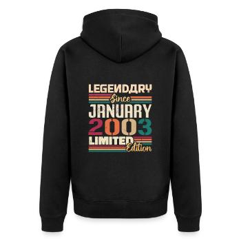 Birthday Gift Born in January 2003 - 2003 - Unisex Premium Organic Zip Hoodie - black - Back - Nico (187cm)