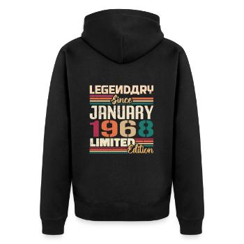 Geburtstagsgeschenk Geboren Im Januar 1968 - 1968 - Unisex Premium Bio Zip Hoodie - Schwarz - Hinten - Nico (187cm)
