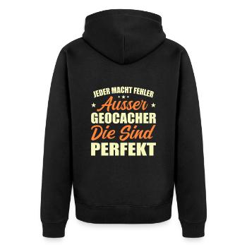 Der perfekte Spruch für jede GEOCACHER - Unisex Premium Bio Zip Hoodie - Schwarz - Hinten - Nico (187cm)