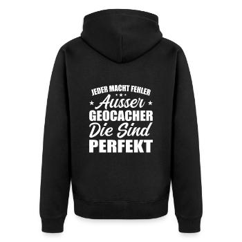 Der perfekte Spruch für jede GEOCACHER - Unisex Premium Bio Zip Hoodie - Schwarz - Hinten - Nico (187cm)