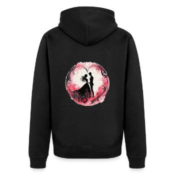 Love is all around - Unisex Premium Organic Zip Hoodie - black - Back - Nico (187cm)