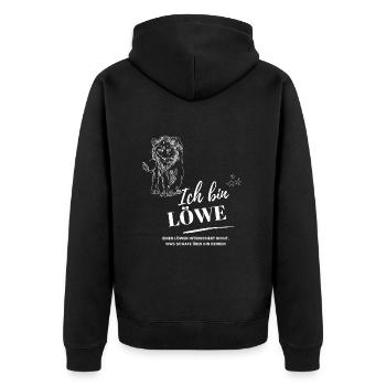 Ich bin Löwe Sternzeichen Astrologie - Unisex Premium Bio Zip Hoodie - Schwarz - Hinten - Nico (187cm)