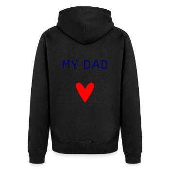 FATHER's DAY. HAPPY BIRTHDAY DAD. DAD. HAPPY BIRTHDAY - Unisex Premium Organic Zip Hoodie - black - Back - Nico (187cm)
