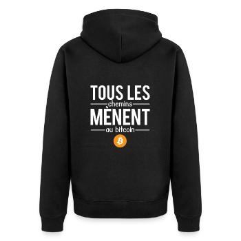 Tous les chemins mènent au bitcoin crypto humour - Veste à capuche bio Premium Unisexe - noir - Dos - Nico (187cm)
