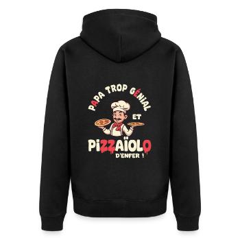 Papa Pizzaiolo trop génial - Veste à capuche bio Premium Unisexe - noir - Dos - Nico (187cm)