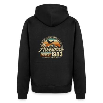 Awesome since 1983 Vintage Vintage Birthday - Unisex Premium Organic Zip Hoodie - black - Back - Nico (187cm)