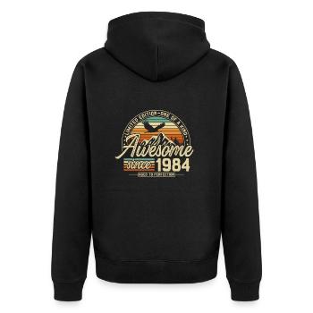 Awesome since 1984 Vintage Vintage Birthday - Unisex Premium Organic Zip Hoodie - black - Back - Nico (187cm)