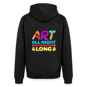 Artist Painter Graphic Art All Night Long Drawings - Unisex Premium Bio Zip Hoodie - Schwarz - Hinten - Nico (187cm)