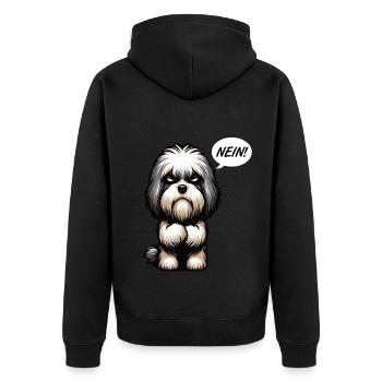 Nein Havaneser Havaneserbesitzer Havaneserhalter - Unisex Premium Bio Zip Hoodie - Schwarz - Hinten - Nico (187cm)