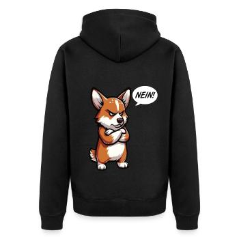 Nein Corgi Corgis Welsh Corgi Corgibesitzer Corgis - Unisex Premium Bio Zip Hoodie - Schwarz - Hinten - Nico (187cm)
