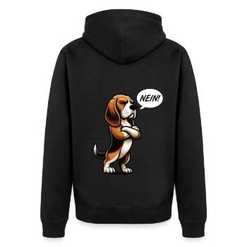 Nein Beagle Beaglebesitzer Beagleliebhaber - Unisex Premium Bio Zip Hoodie - Schwarz - Hinten - Nico (187cm)