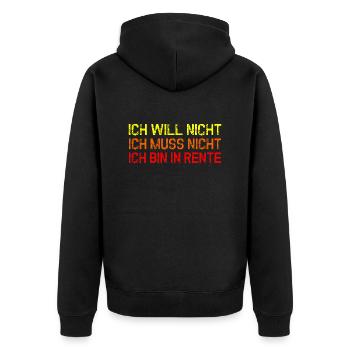 Rente Pension Geschenksidee lustige Sprüche - Unisex Premium Bio Zip Hoodie - Schwarz - Hinten - Nico (187cm)