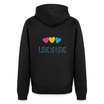 Love is Love - Unisex Premium Bio Zip Hoodie - Schwarz - Hinten - Nico (187cm)