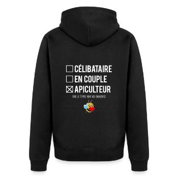 Célibataire En Couple Apiculteur Abeilles Humour - Veste à capuche bio Premium Unisexe - noir - Dos - Nico (187cm)
