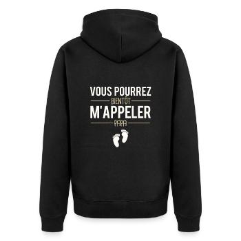 Vous pourrez bientôt m'appeler papa naissance bébé - Veste à capuche bio Premium Unisexe - noir - Dos - Nico (187cm)