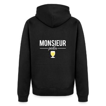 Monsieur pastis jaune blague amateur pastis - Veste à capuche bio Premium Unisexe - noir - Dos - Nico (187cm)