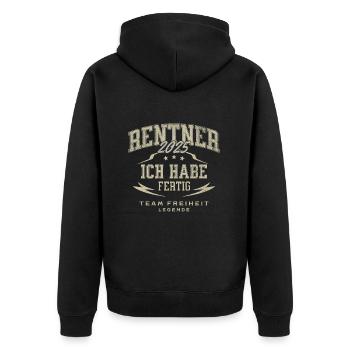 Rentner 2025 Ich Habe Fertig - Unisex Premium Bio Zip Hoodie - Schwarz - Hinten - Nico (187cm)