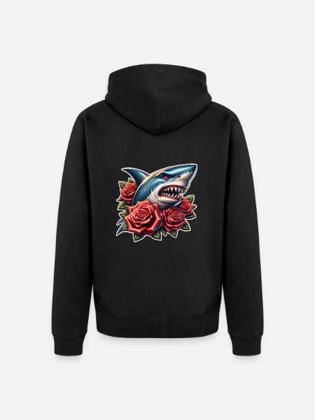 Shark Roses - Unisex Premium Organic Zip Hoodie - black