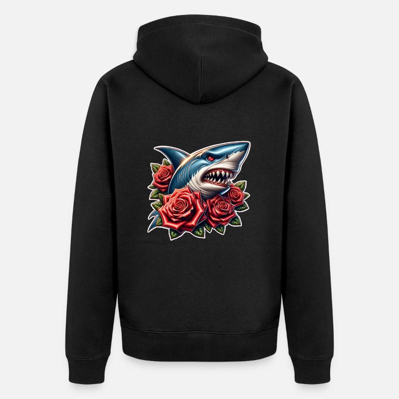 Roses de requin - Veste à capuche bio Premium Unisexe - noir