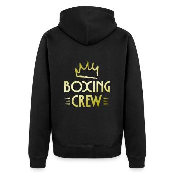 Boxing Crew - Unisex Premium Organic Zip Hoodie - black - Back - Nico (187cm)
