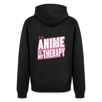 Anime Is My Therapy Japanese Anime Manga Otaku - Unisex Premium Bio Zip Hoodie - Schwarz - Hinten - Nico (187cm)