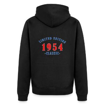 1954 - Unisex Premium Organic Zip Hoodie - black - Back - Nico (187cm)