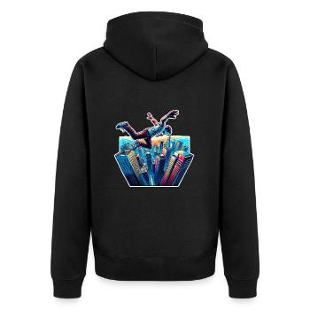 Parkour - Unisex Premium Bio Zip Hoodie - Schwarz - Hinten - Nico (187cm)