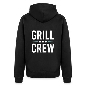 Grill Crew - Unisex Premium Bio Zip Hoodie - Schwarz - Hinten - Nico (187cm)