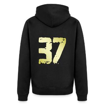 37 Nombre Vintage - Veste à capuche bio Premium Unisexe - noir - Dos - Nico (187cm)