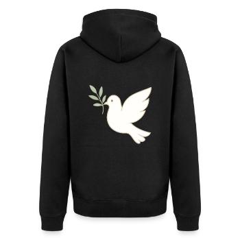 Friedenstaube mit Olivenzweig - Unisex Premium Bio Zip Hoodie - Schwarz - Hinten - Nico (187cm)