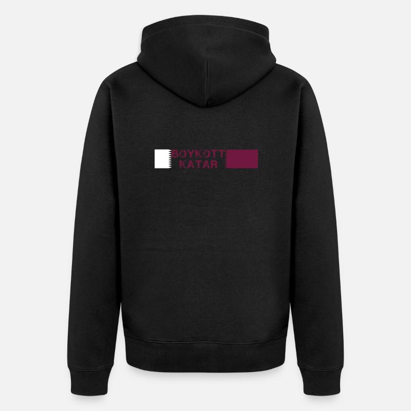 boykott katar,katar,flagge, wm,schrift - Unisex Premium Bio Zip Hoodie - Schwarz