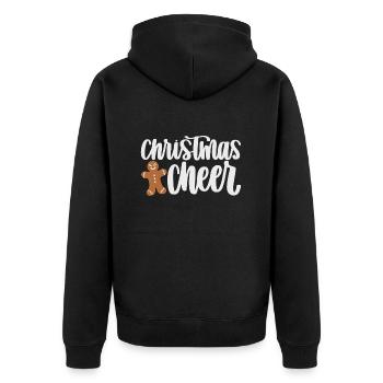 Gingerbread Christmas CHEER Happy Holiday Fun - Unisex Premium Organic Zip Hoodie - black - Back - Nico (187cm)